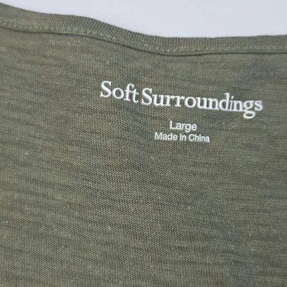 Soft Surroundings Olive Green Winnie Linen Blend T-Shirt Midi Dress Size L - Picture 3 of 7